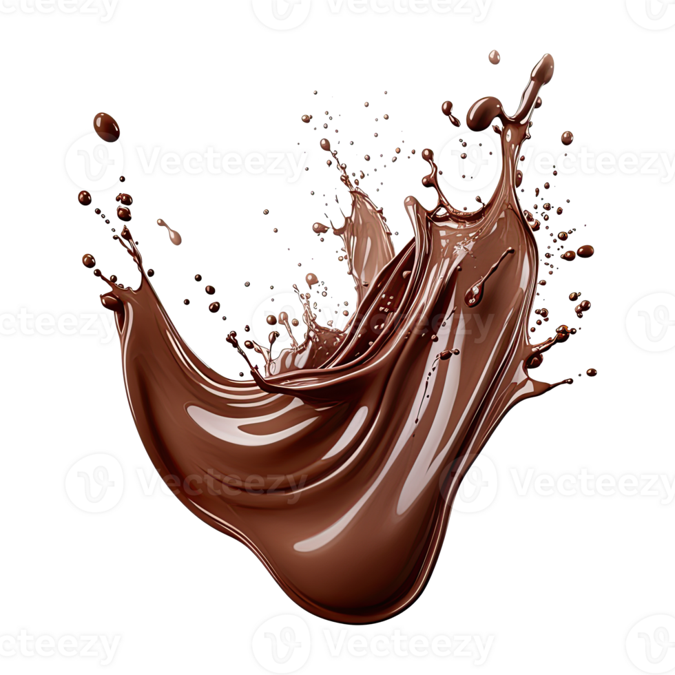 AI generated Cocoa liquid splashes on transparent background png