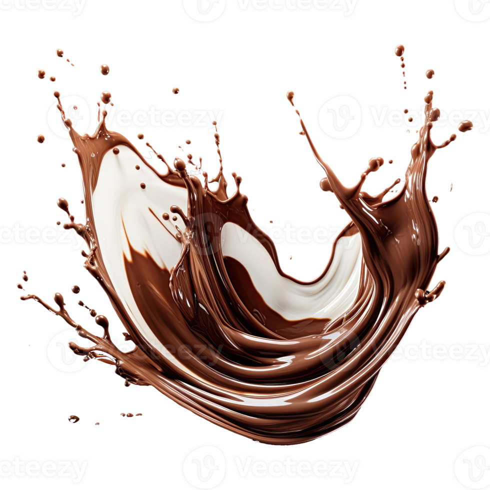 AI generated Cocoa liquid splashes on transparent background png