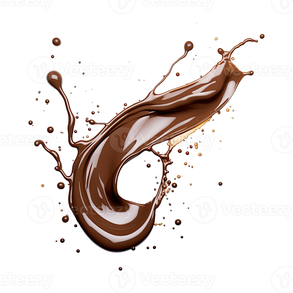 AI generated Cocoa liquid splashes on transparent background png
