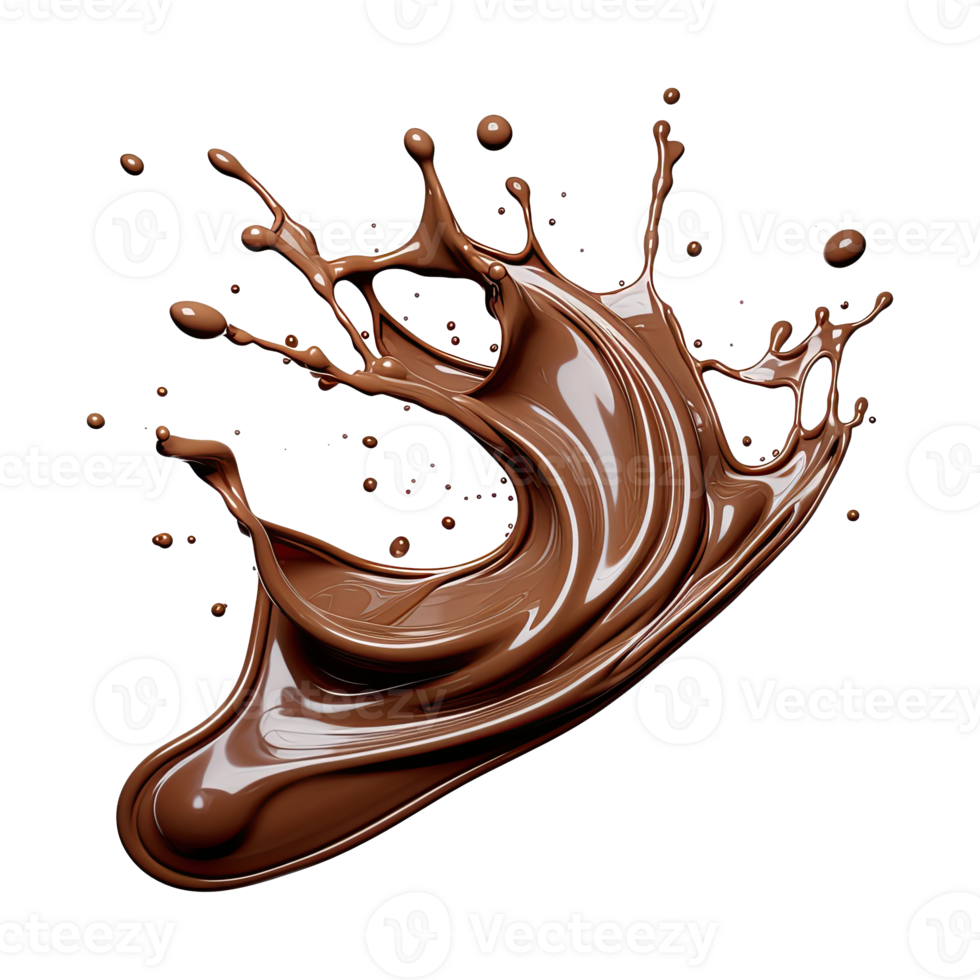 AI generated Cocoa liquid splashes on transparent background png