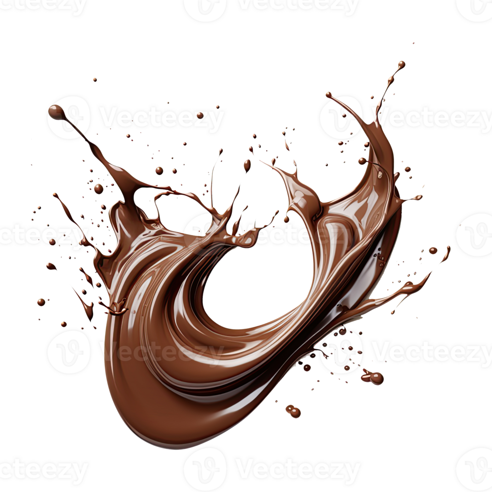 AI generated Cocoa liquid splashes on transparent background png