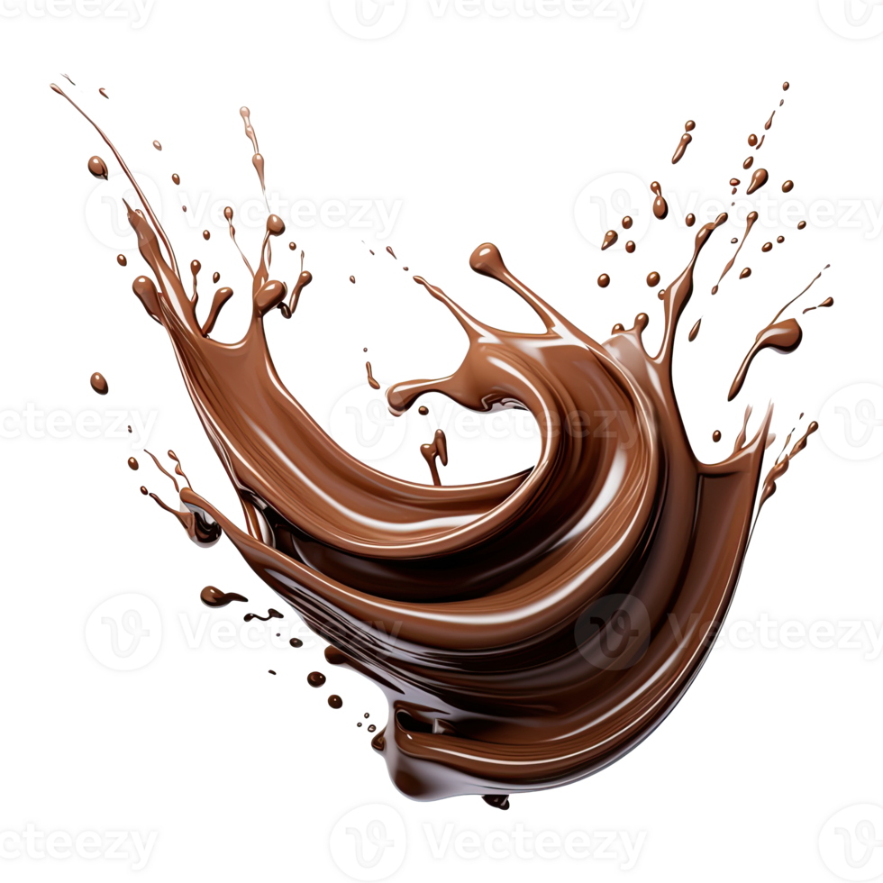 AI generated Cocoa liquid splashes on transparent background png