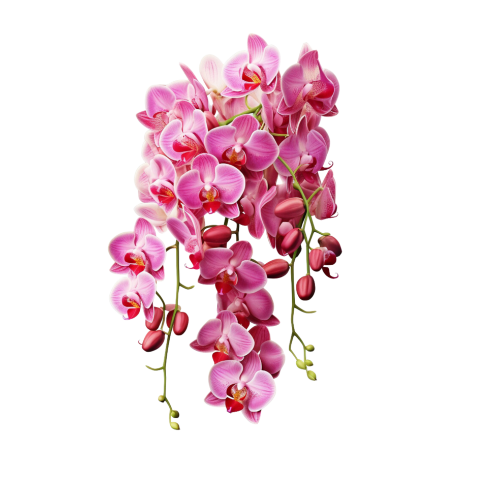 ai generado manojo de colgado orquídeas transparente antecedentes png