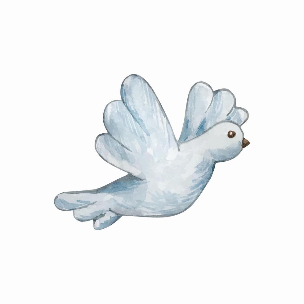 Watercolor dove, nursery easter illustration vector