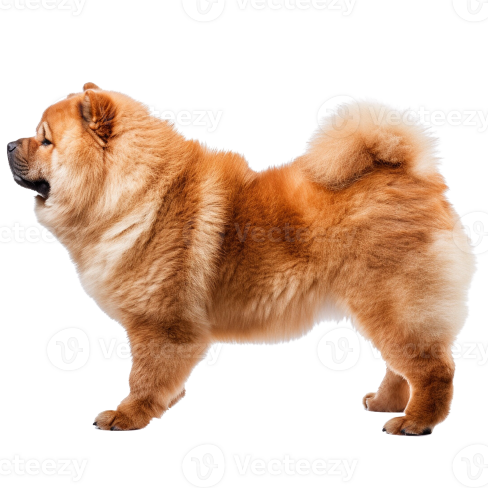 AI generated Side view of a brown furred Chow Chow dog on a transparent background. png