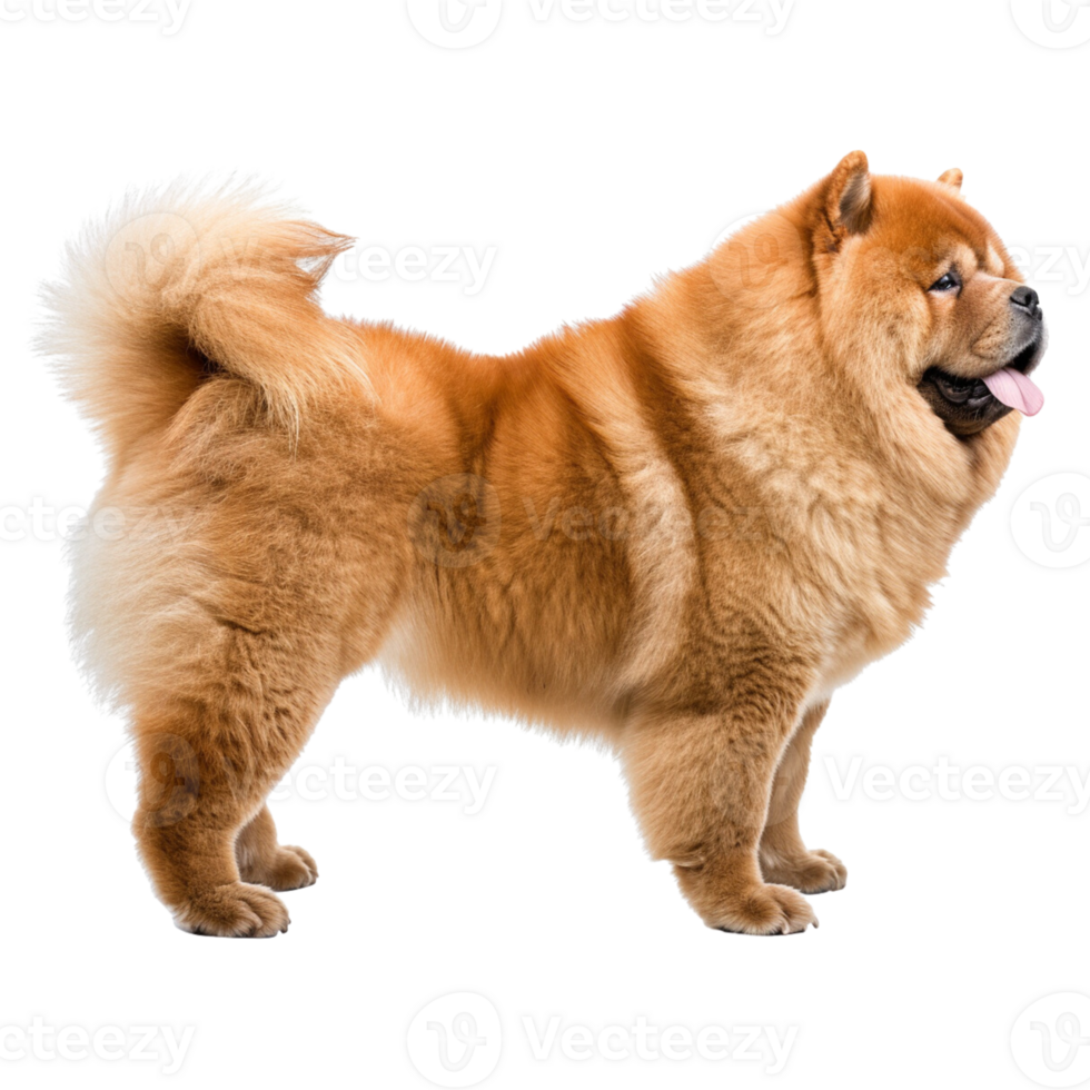 AI generated Side view of a brown furred Chow Chow dog on a transparent background. png