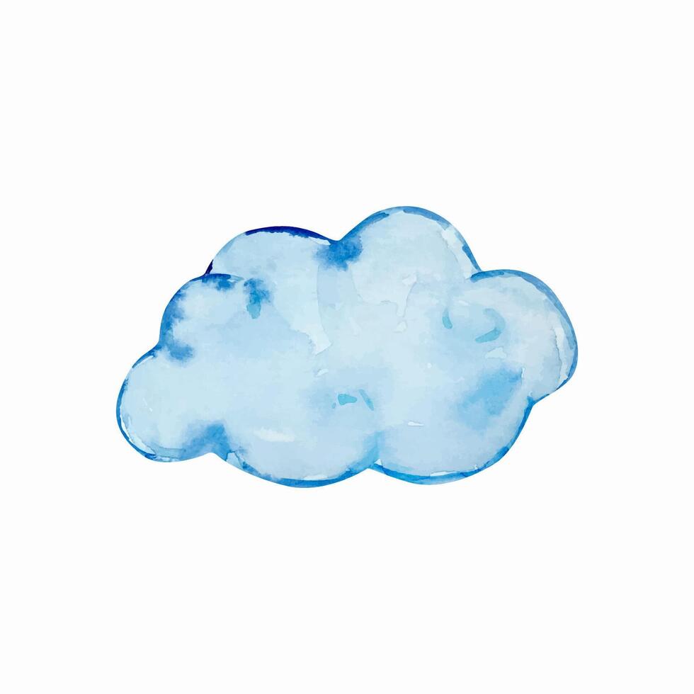 acuarela azul nube, guardería ilustración vector