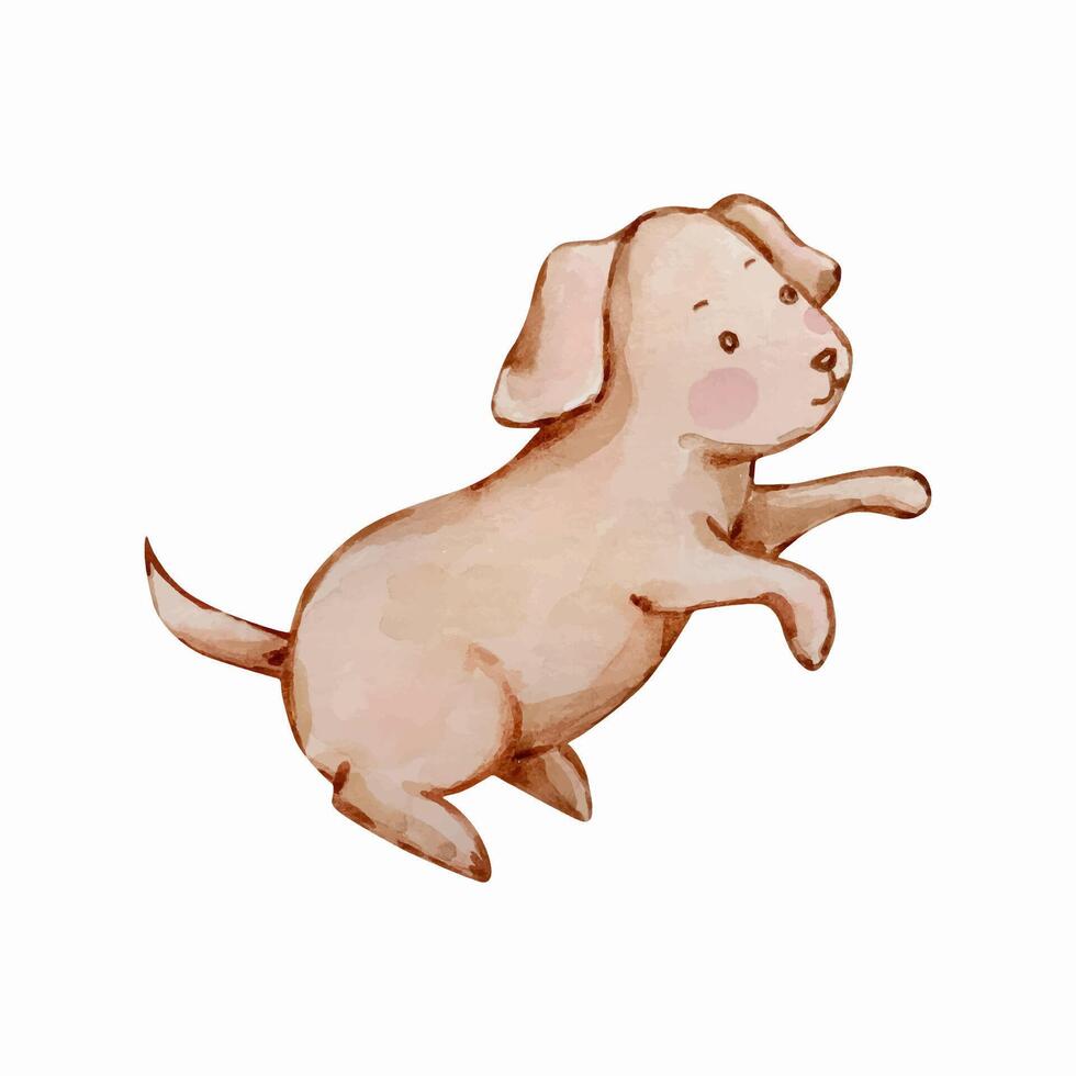 Watercolor cute baby angel dog, nursery vector