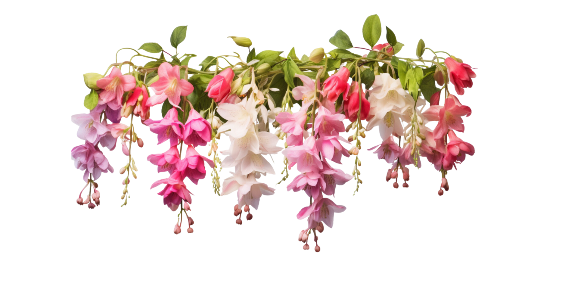 AI generated bunch of hung flowers transparent background png
