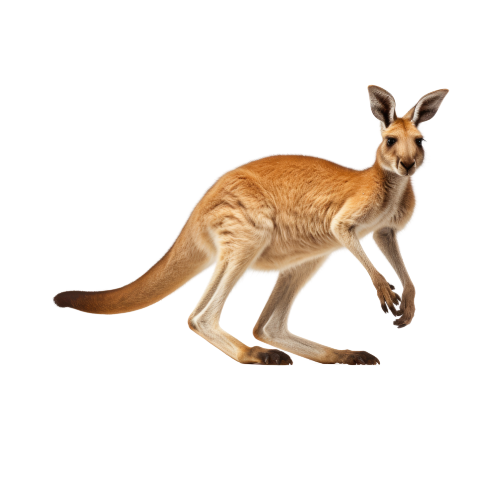 AI generated Brown kangaroo standing on transparent background. png