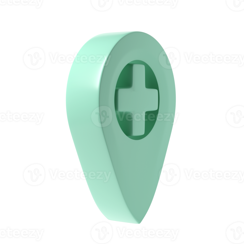 3d image medicine geotag icon. Medical cross company enterprise. Map turquoise tag transparent. Location of hospital. Geographic coordinates of pharmacy png