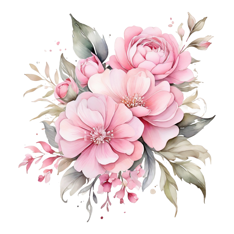 ai généré aquarelle floral fleur conception, aquarelle fleur arrangements floral, aquarelle fleur conception, fleur sublimation floral clipart, clipart, mariage décoration png