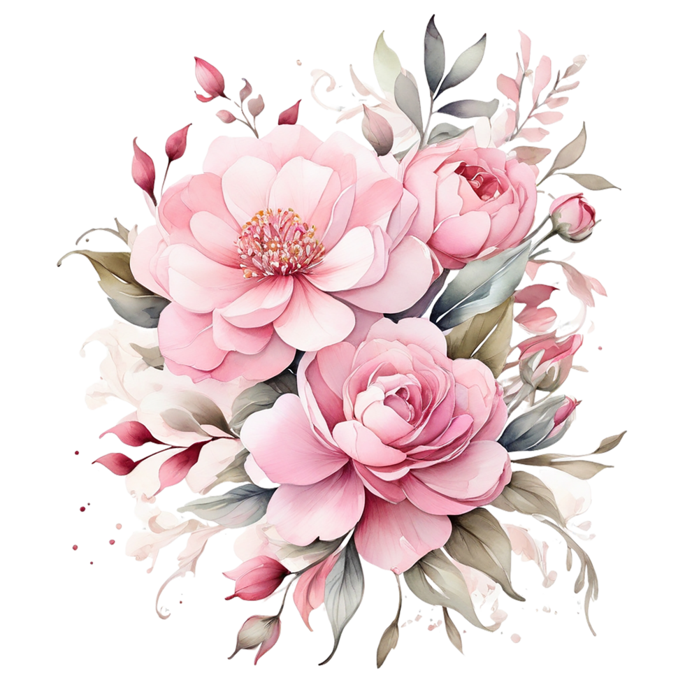 ai genererad vattenfärg blommig blomma design, vattenfärg blomma arrangemang blommig, vattenfärg blomma design, blomma sublimering blommig ClipArt, ClipArt, bröllop dekoration png