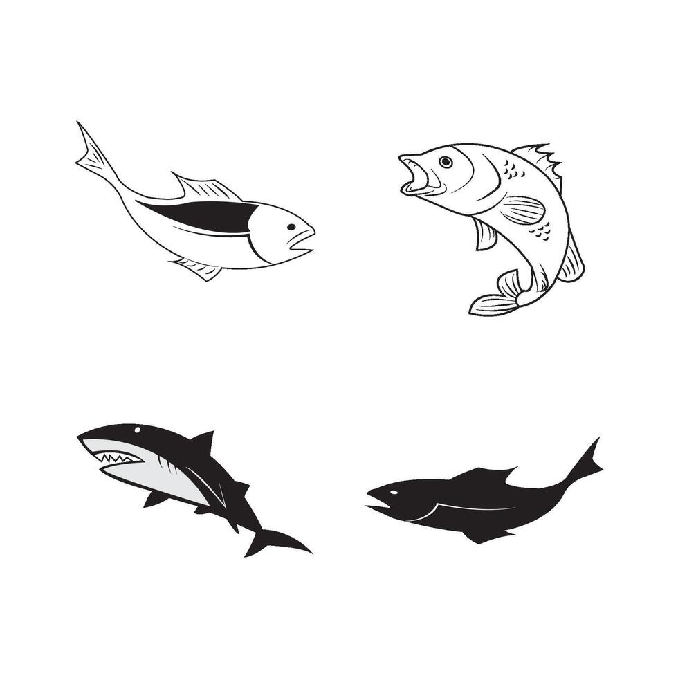 fish icon logo vector design template