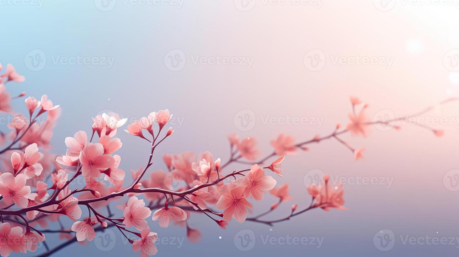 AI generated beautiful spring design with flowers and gradient minimalist color for background, AI Generated photo