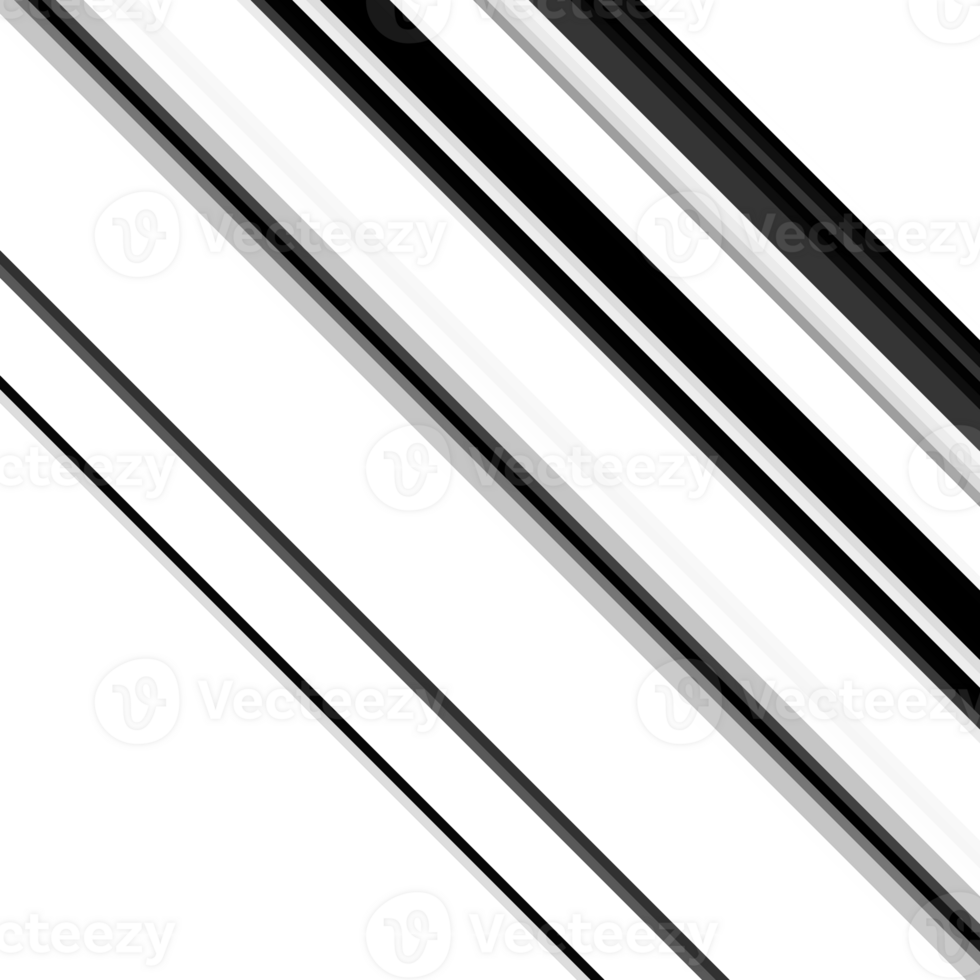 Black and white striped abstract background overlay. Motion effect. PNG graphic illustration with transparent background.