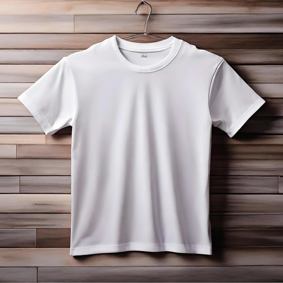 AI generated Studio background with blank black and white T-shirt mock up. photo