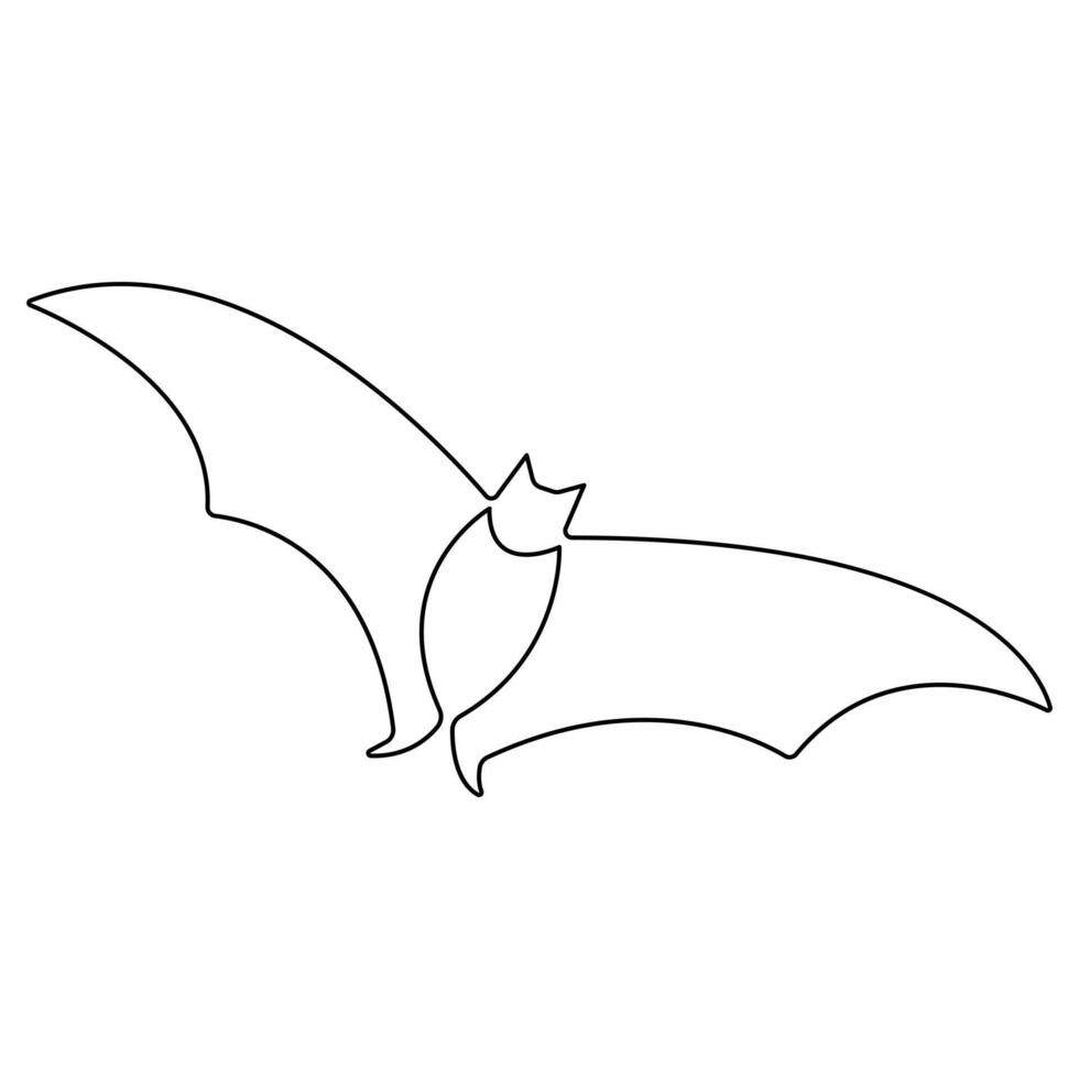 Continuous single line art drawing of cute flying bat for nature lover organization outline vector illustration