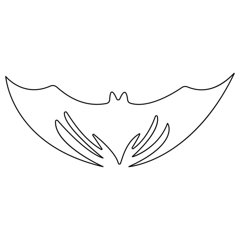 Continuous single line art drawing of cute flying bat for nature lover organization outline vector illustration