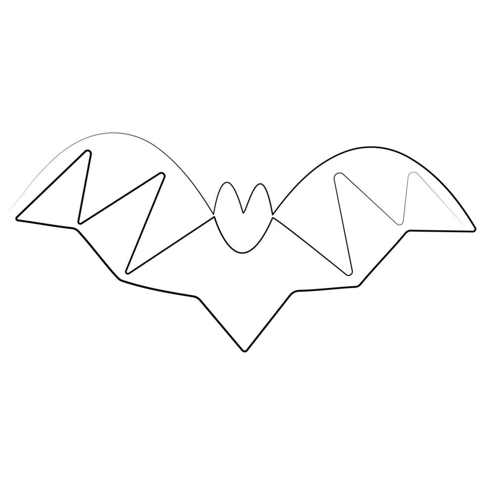 Continuous single line art drawing of cute flying bat for nature lover organization outline vector illustration