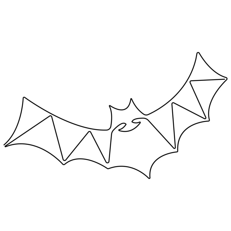 Continuous single line art drawing of cute flying bat for nature lover organization outline vector illustration