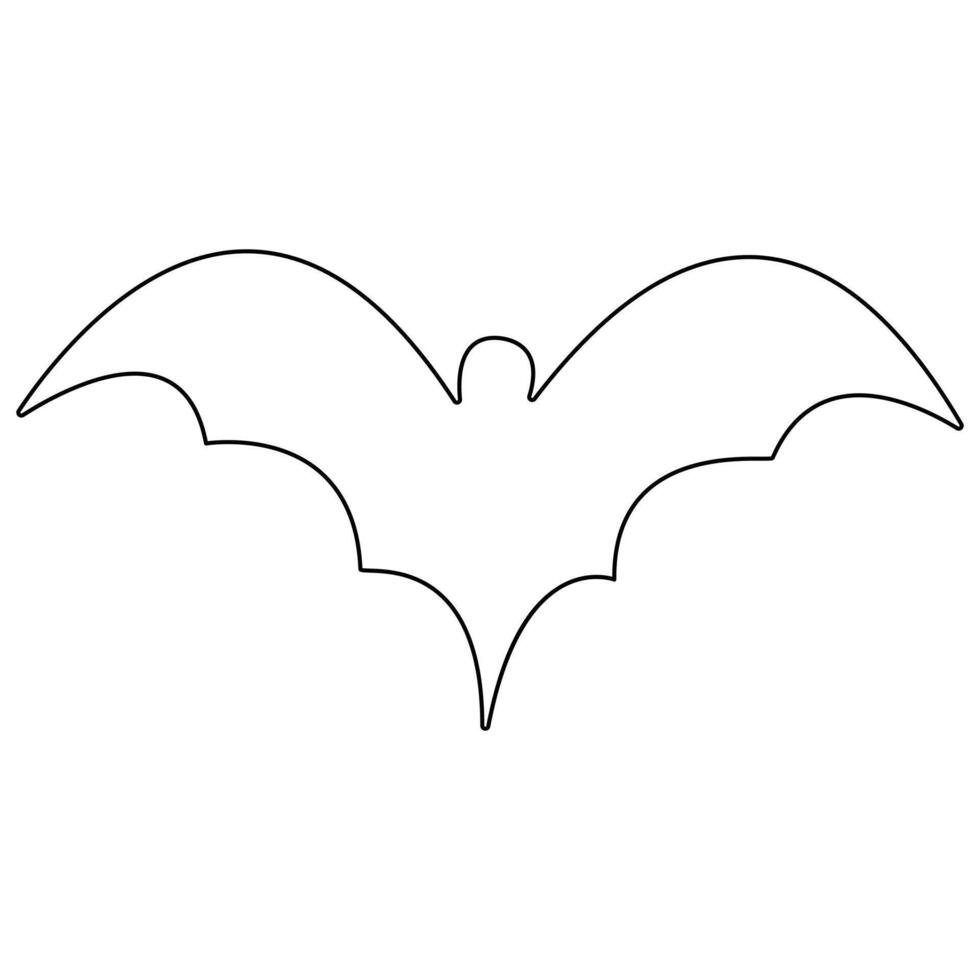 Continuous single line art drawing of cute flying bat for nature lover organization outline vector illustration