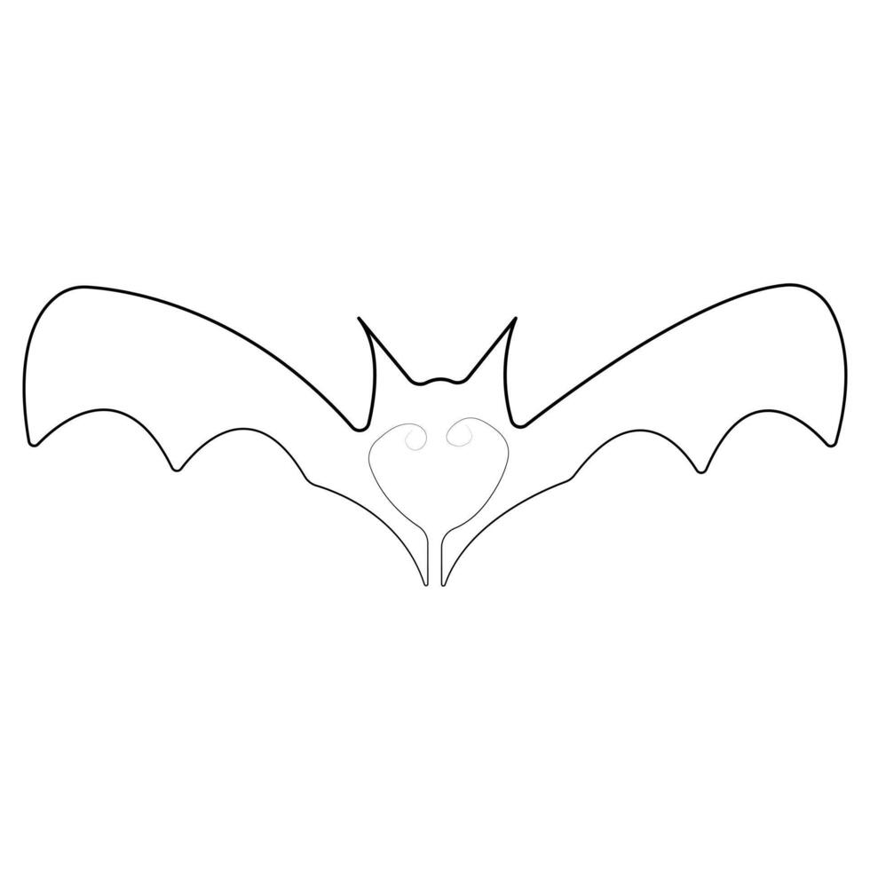 Continuous single line art drawing of cute flying bat for nature lover organization outline vector illustration