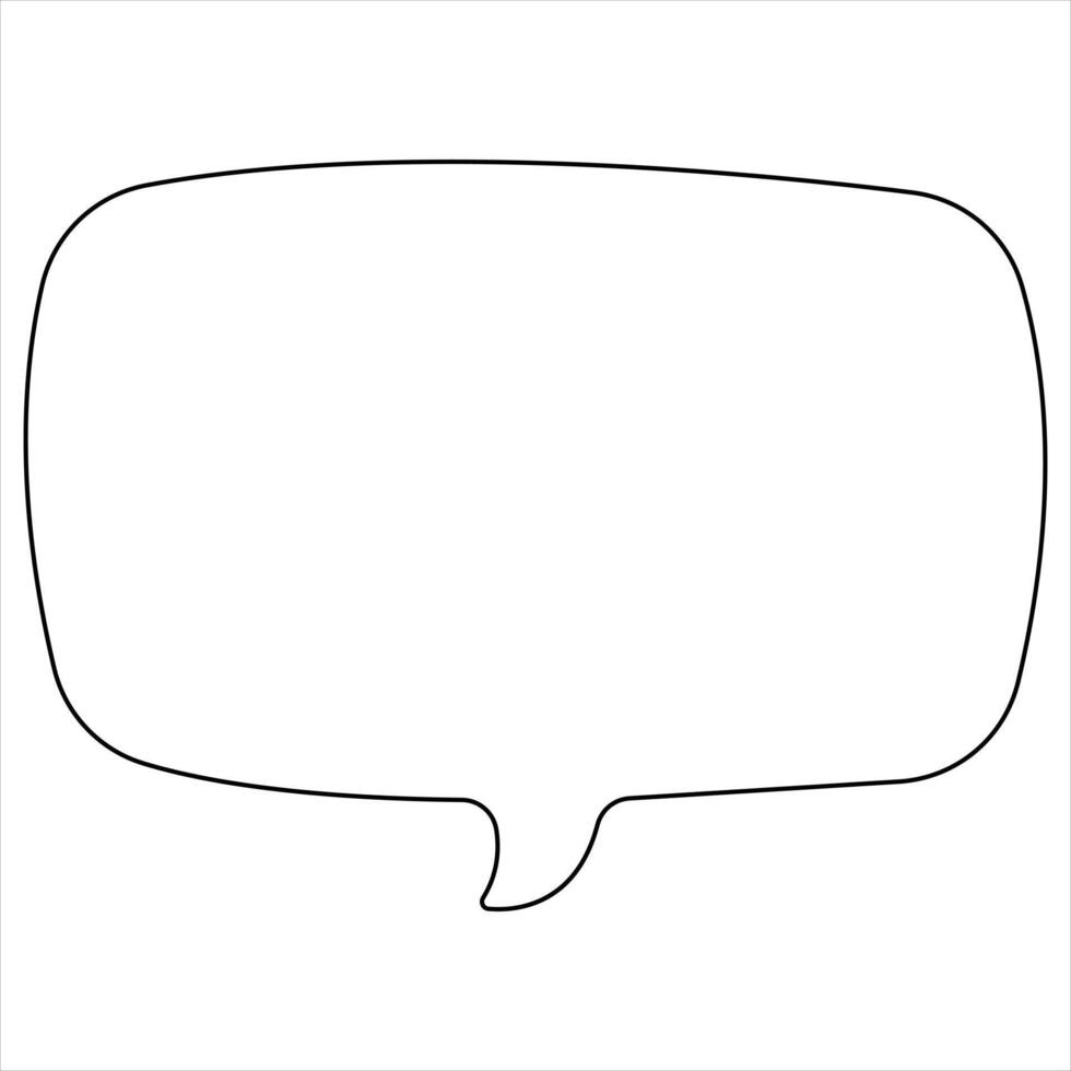 Continuous single line art drawing of speech bubble square shaped chat cloud and thought dialogue icon vector