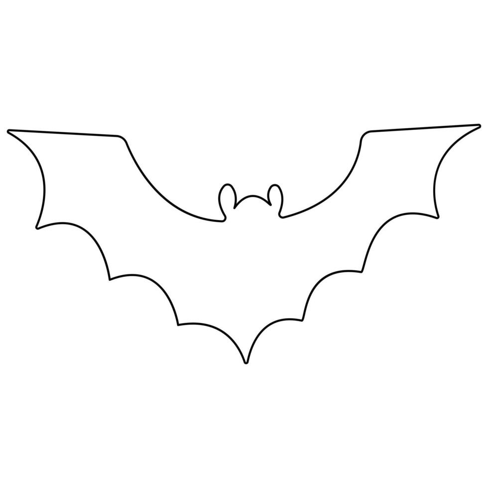 Continuous single line art drawing of cute flying bat for nature lover organization outline vector illustration