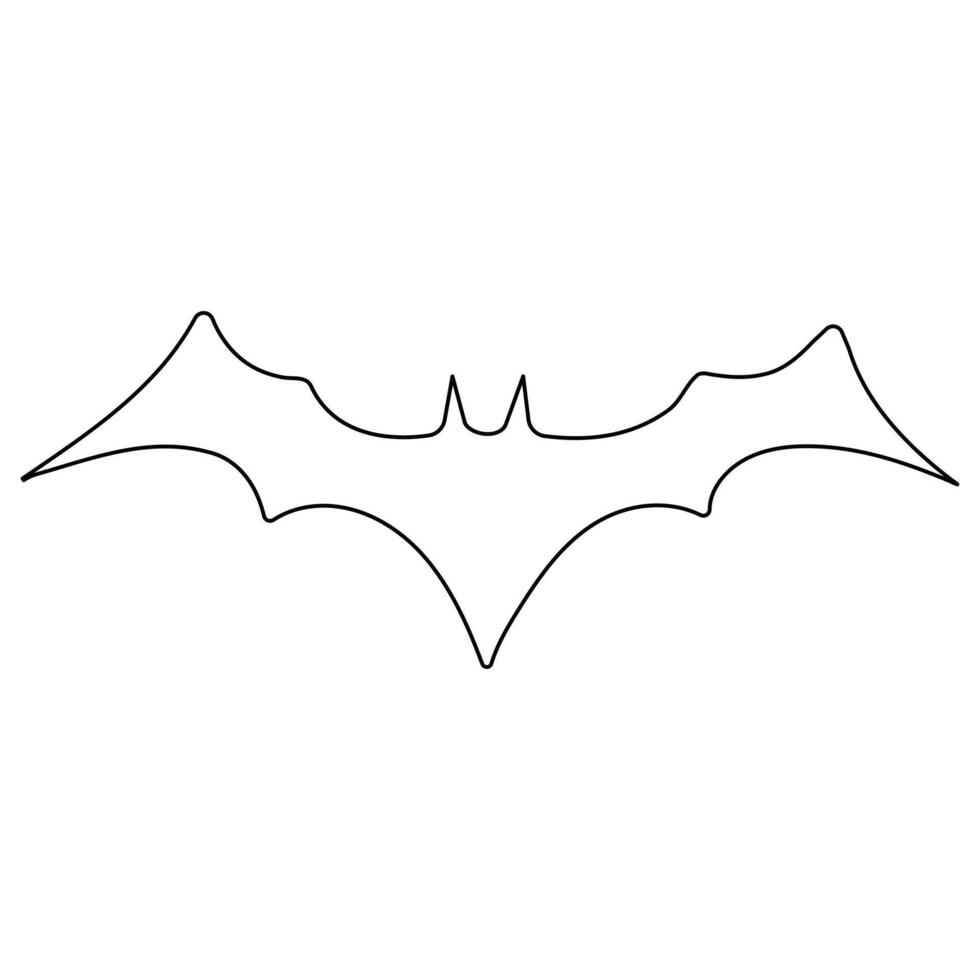 Continuous single line art drawing of cute flying bat for nature lover organization outline vector illustration