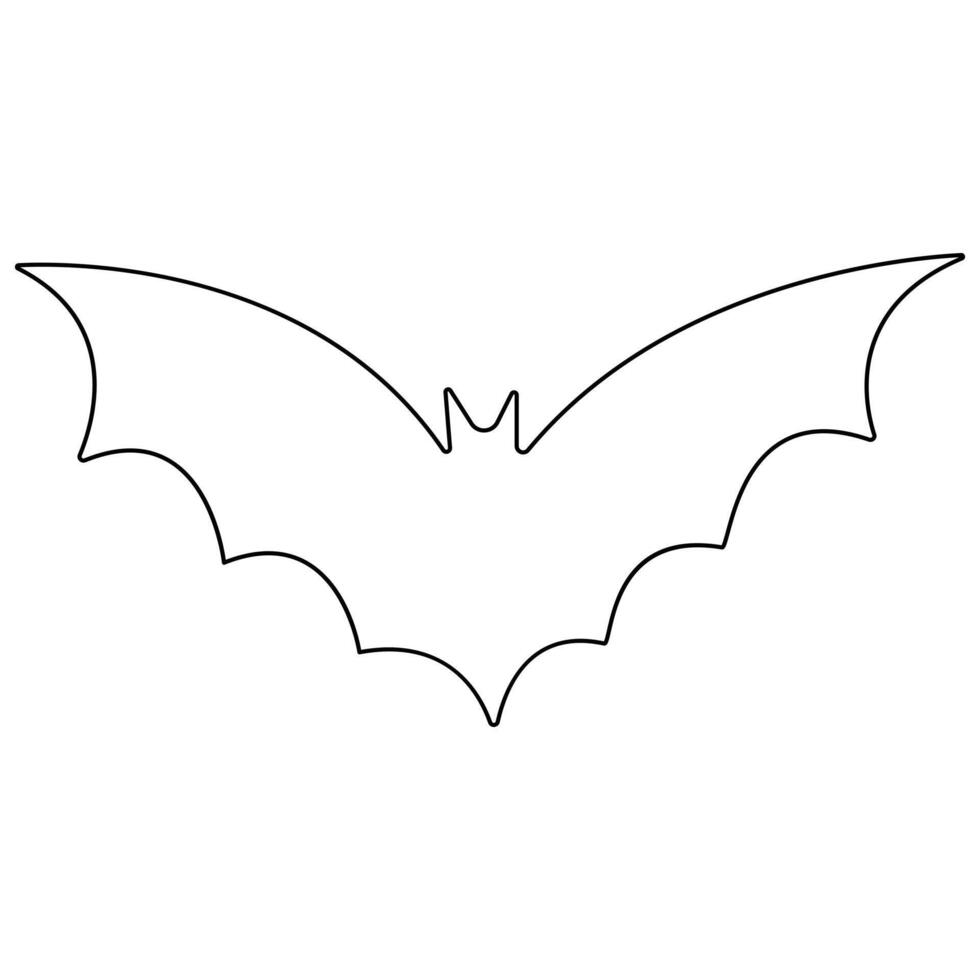 Continuous single line art drawing of cute flying bat for nature lover organization outline vector illustration