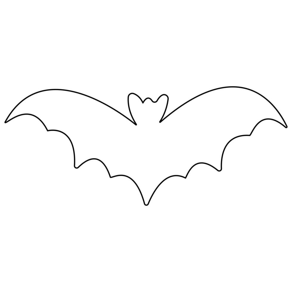 continuo soltero línea Arte dibujo de linda volador murciélago para naturaleza amante organización contorno vector ilustración