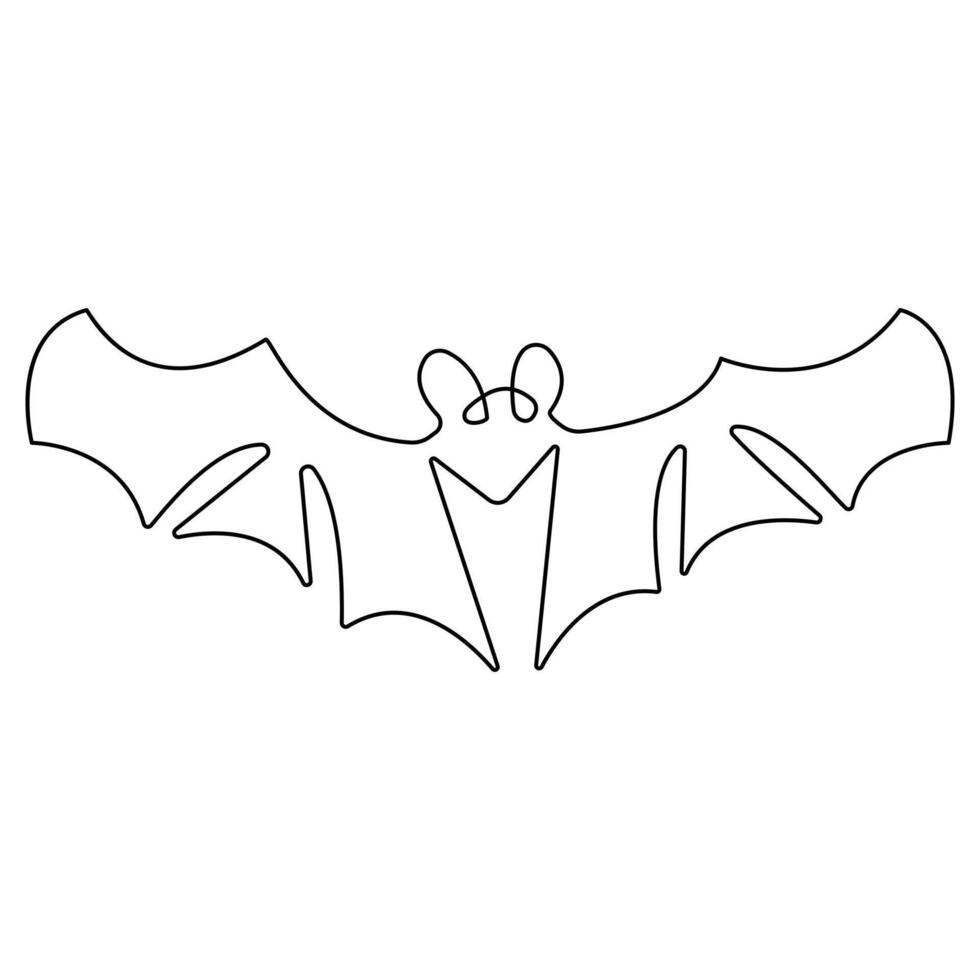 Continuous single line art drawing of cute flying bat for nature lover organization outline vector illustration