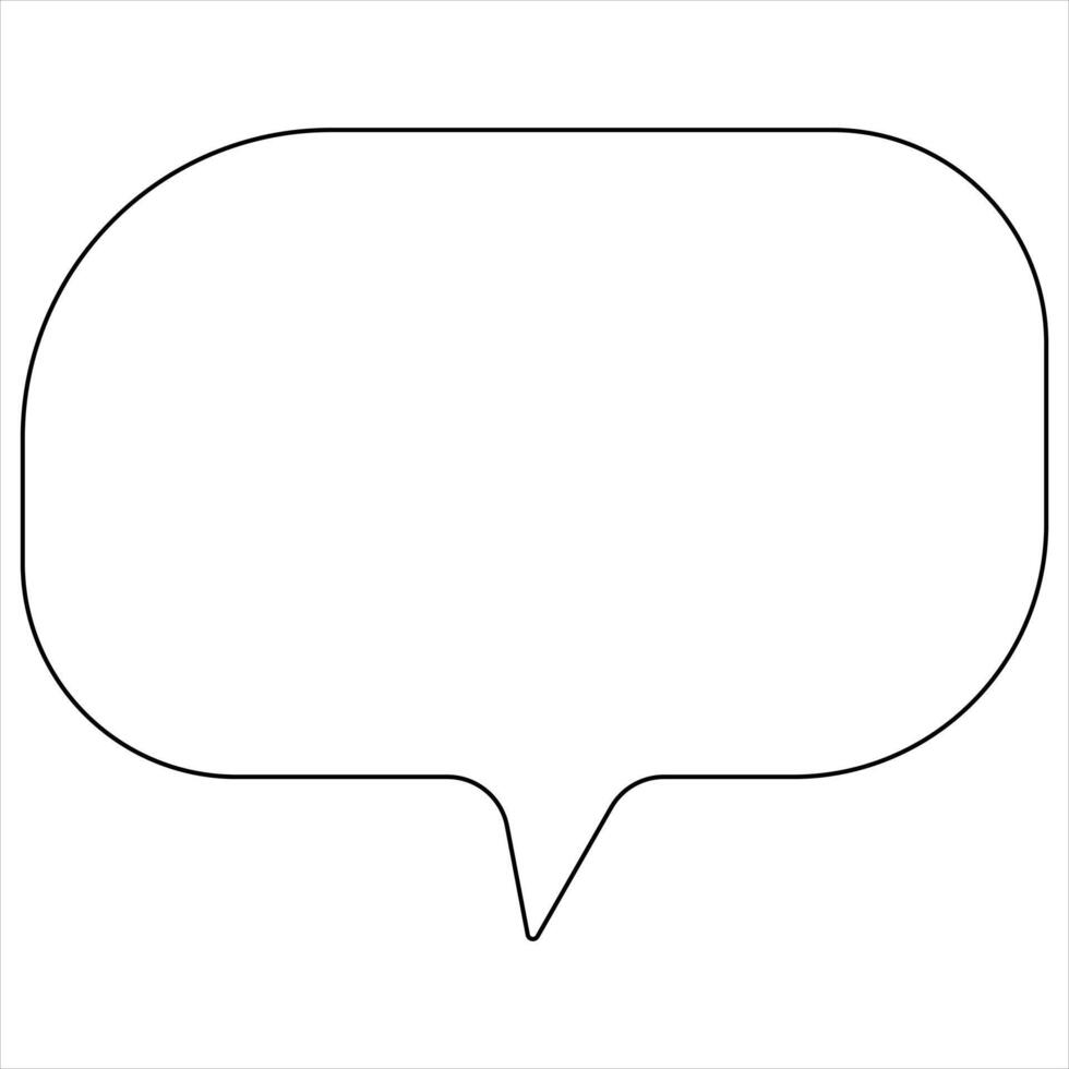 Continuous single line art drawing of speech bubble square shaped chat cloud and thought dialogue icon vector