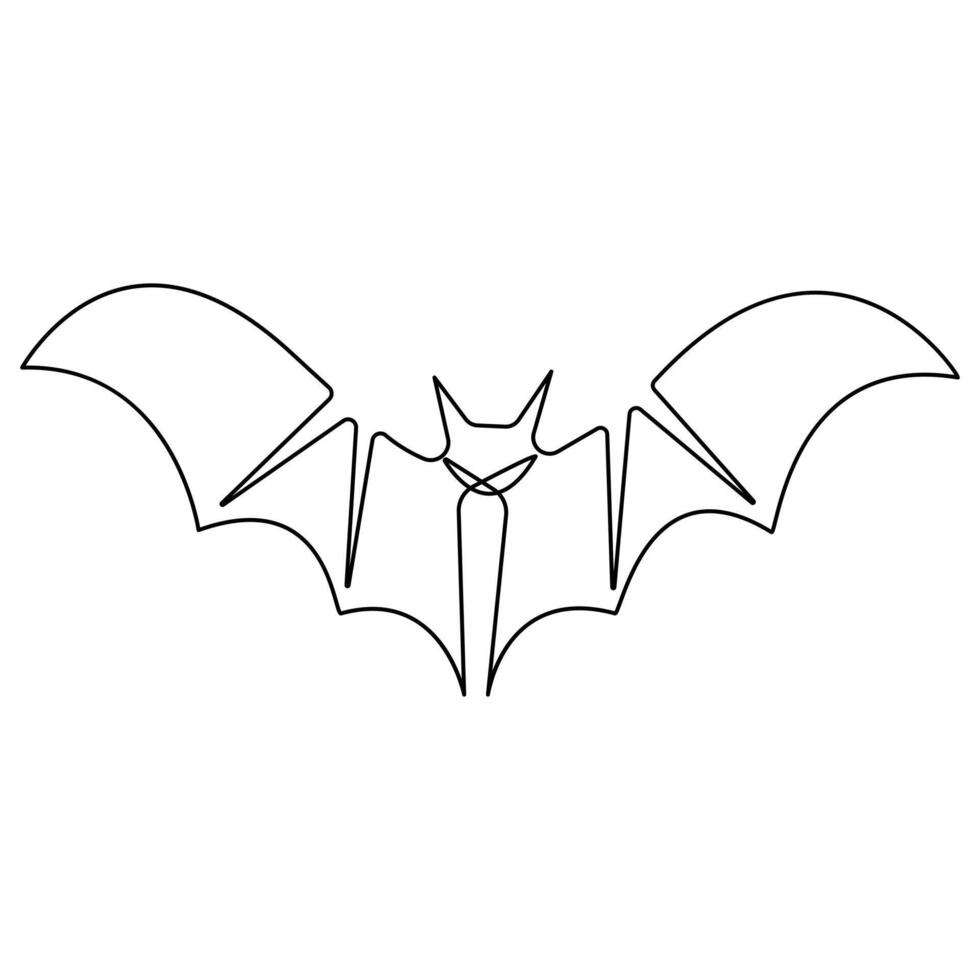 Continuous single line art drawing of cute flying bat for nature lover organization outline vector illustration