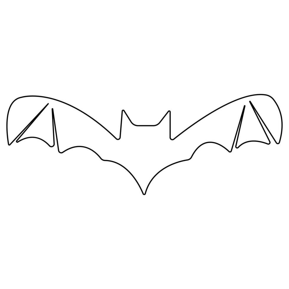 Continuous single line art drawing of cute flying bat for nature lover organization outline vector illustration