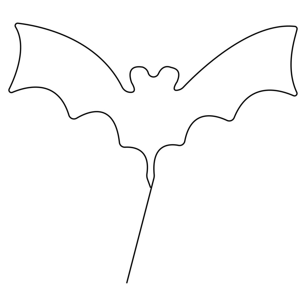 Continuous single line art drawing of cute flying bat for nature lover organization outline vector illustration