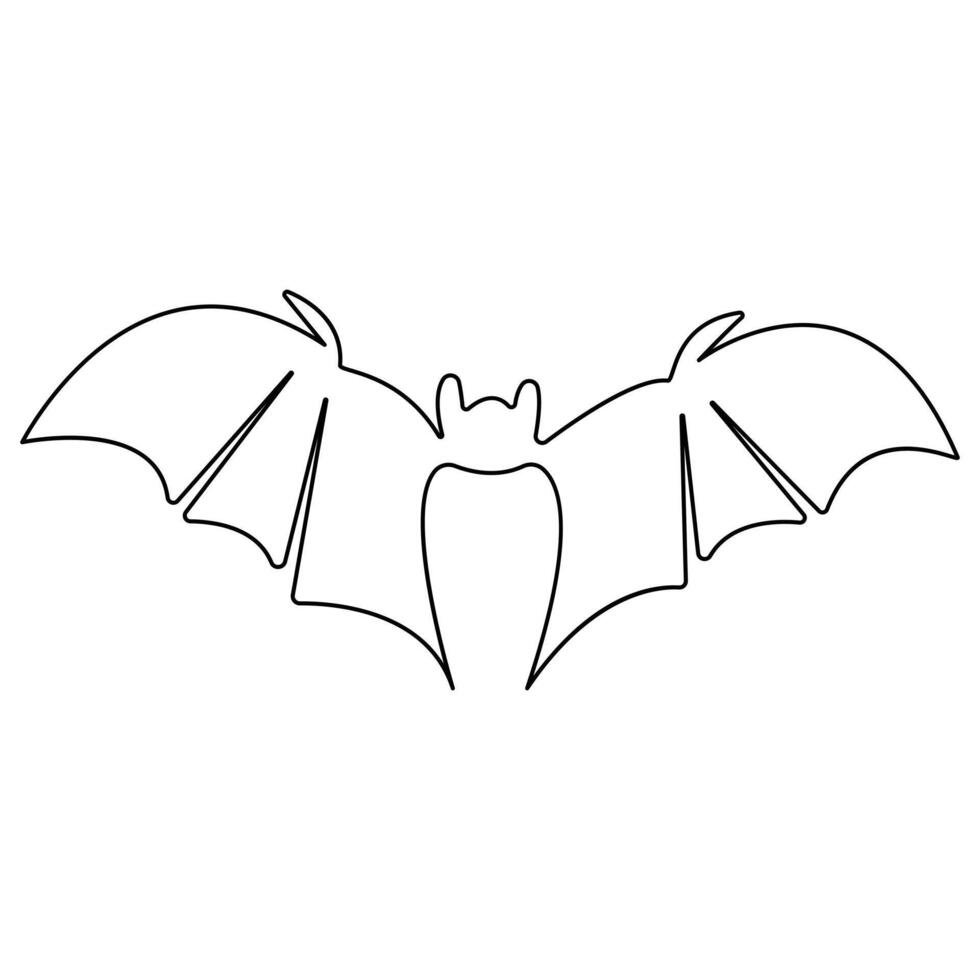 Continuous single line art drawing of cute flying bat for nature lover organization outline vector illustration