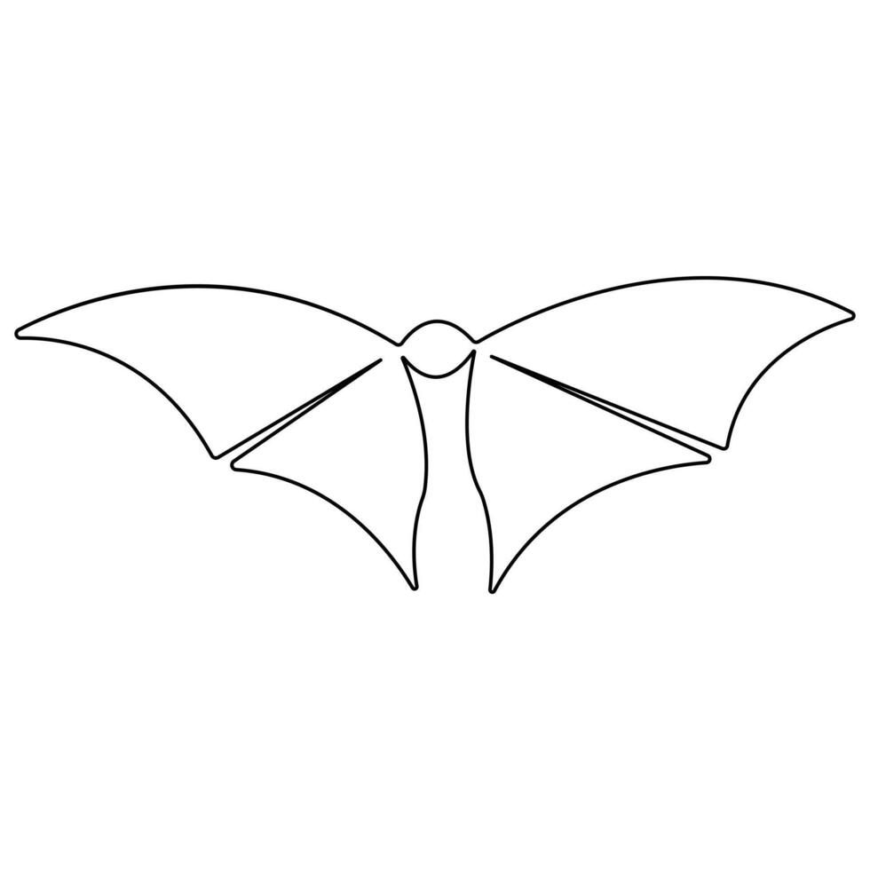 Continuous single line art drawing of cute flying bat for nature lover organization outline vector illustration