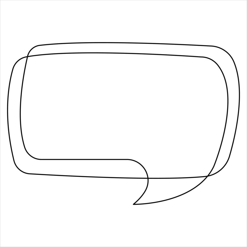 Continuous single line art drawing of speech bubble square shaped chat cloud and thought dialogue icon vector