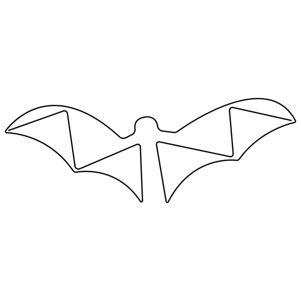 Continuous single line art drawing of cute flying bat for nature lover organization outline vector illustration