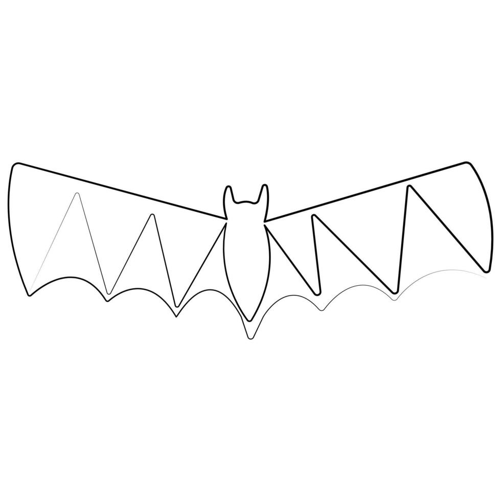 Continuous single line art drawing of cute flying bat for nature lover organization outline vector illustration