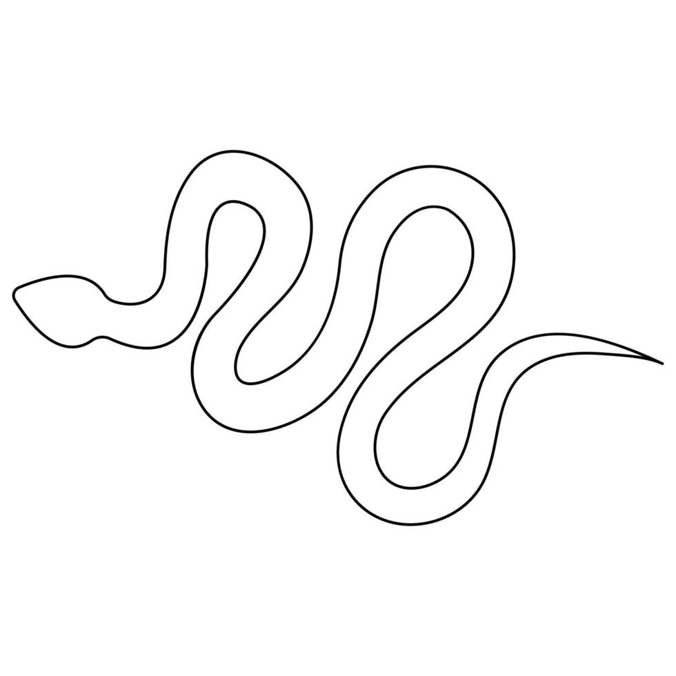 Continuous one line art drawing of venomous snake outline art vector illustration