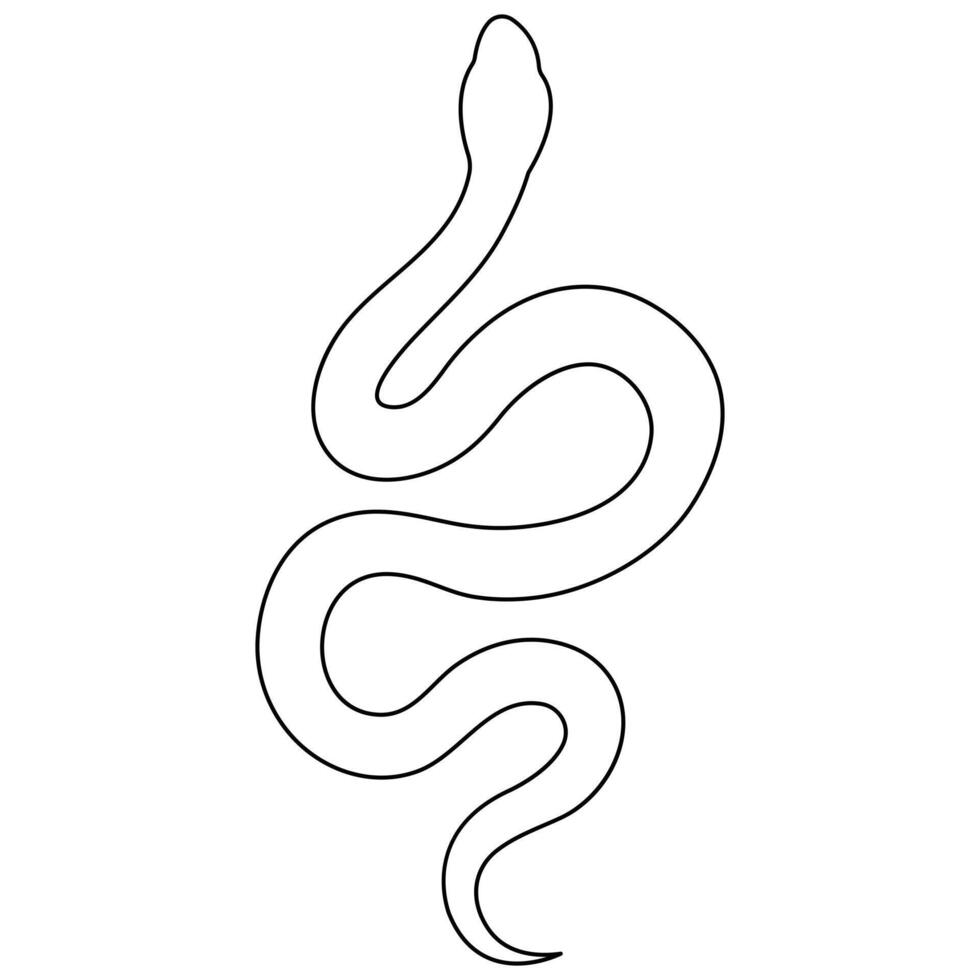 continuo uno línea Arte dibujo de venenoso serpiente contorno Arte vector ilustración