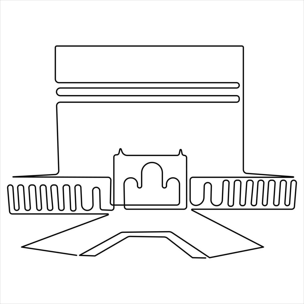Single continuous line art drawing of mosque simple illustration of Islamic mosque outline vector