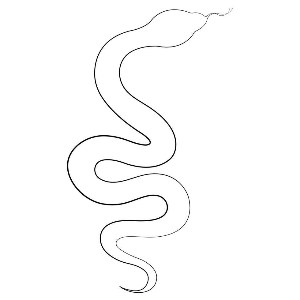 Continuous one line art drawing of venomous snake outline art vector illustration