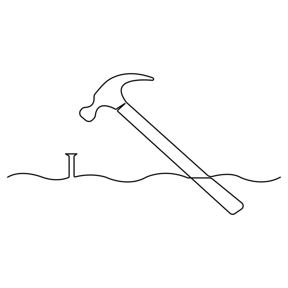 Continuous one line art drawing repair tool icon Service center symbol engineer day vector