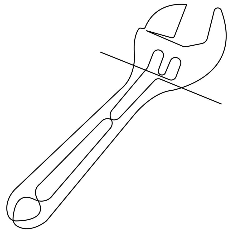 Continuous one line art drawing repair tool icon Service center symbol engineer day vector