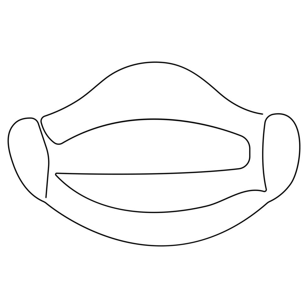 Continuous single line art drawing of mask icon and outline art vector illustration