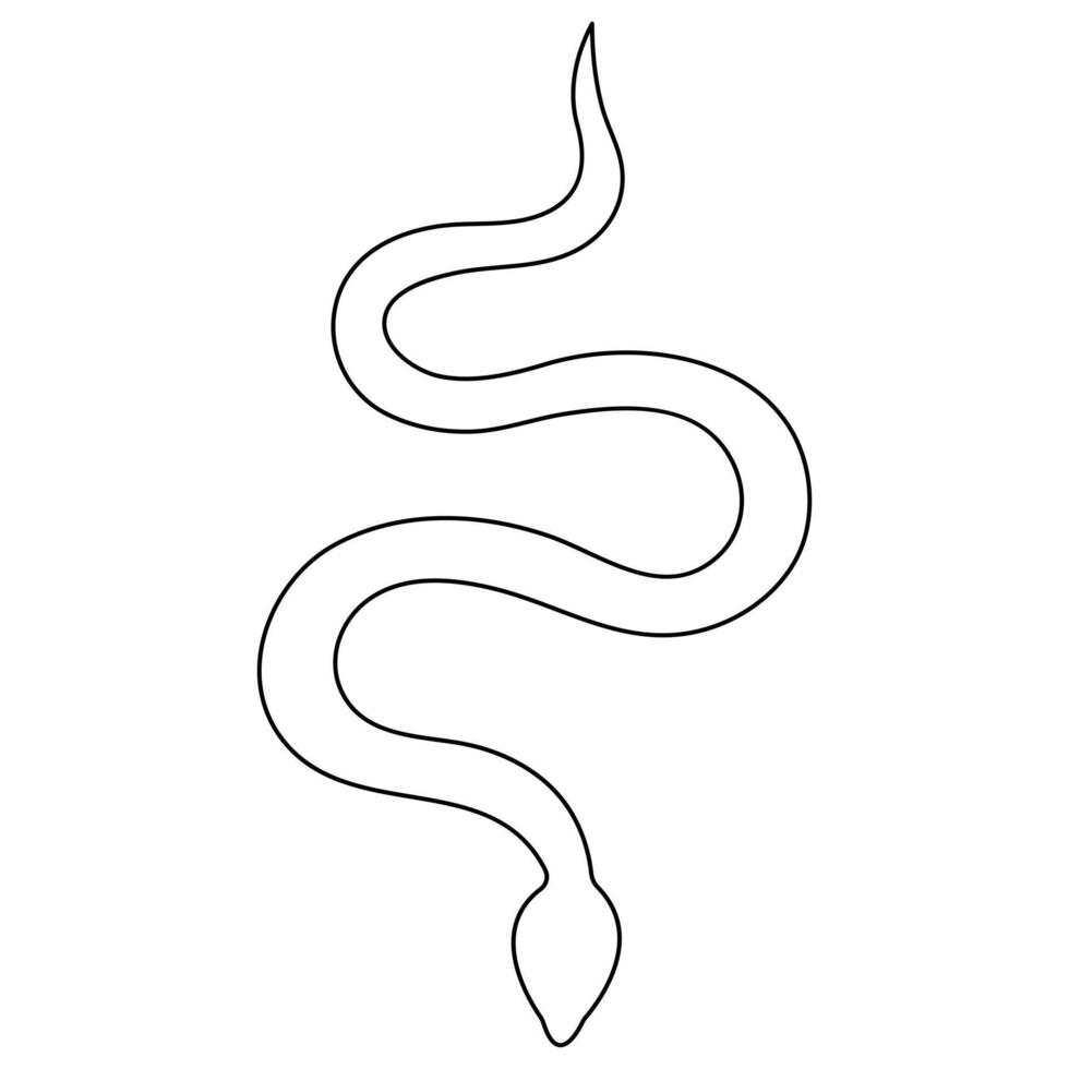 continuo uno línea Arte dibujo de venenoso serpiente contorno Arte vector ilustración